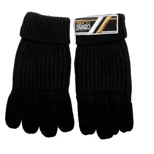 Cavalli Class Unisex 100% Wool Black Logo Print Knitted Gloves One Size